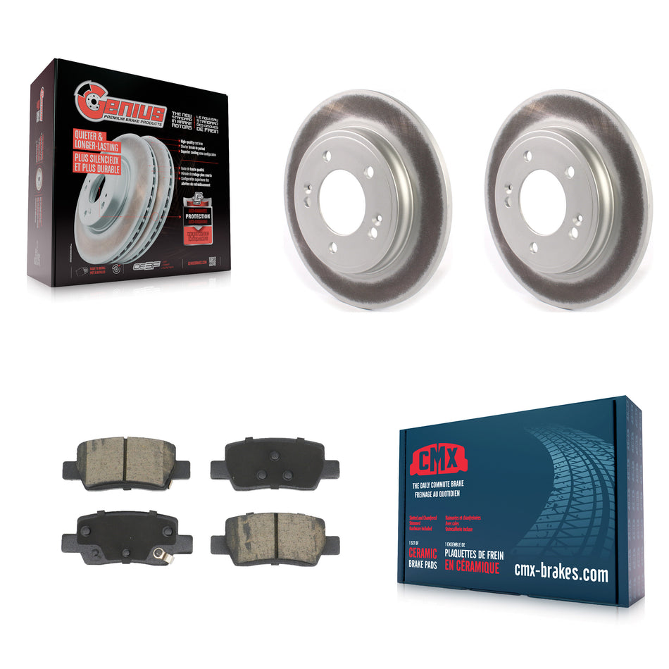 Rear Coated Brake Rotor & Ceramic Pad Kit For Hyundai Elantra With Electric Parking KGC-102631