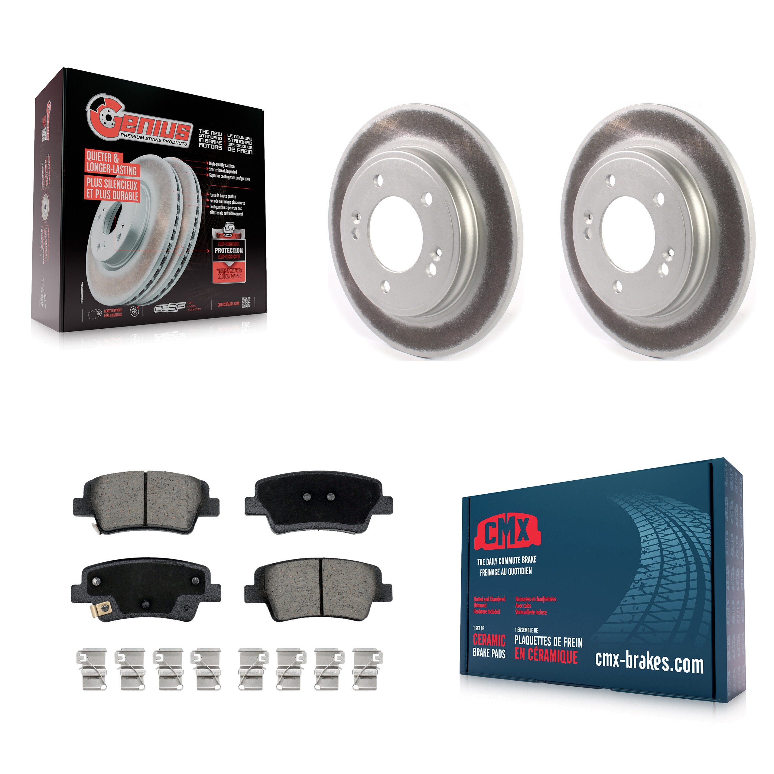 Rear Coated Disc Brake Rotors And Ceramic Pads Kit For Hyundai Elantra Kia Niro KGC-102632
