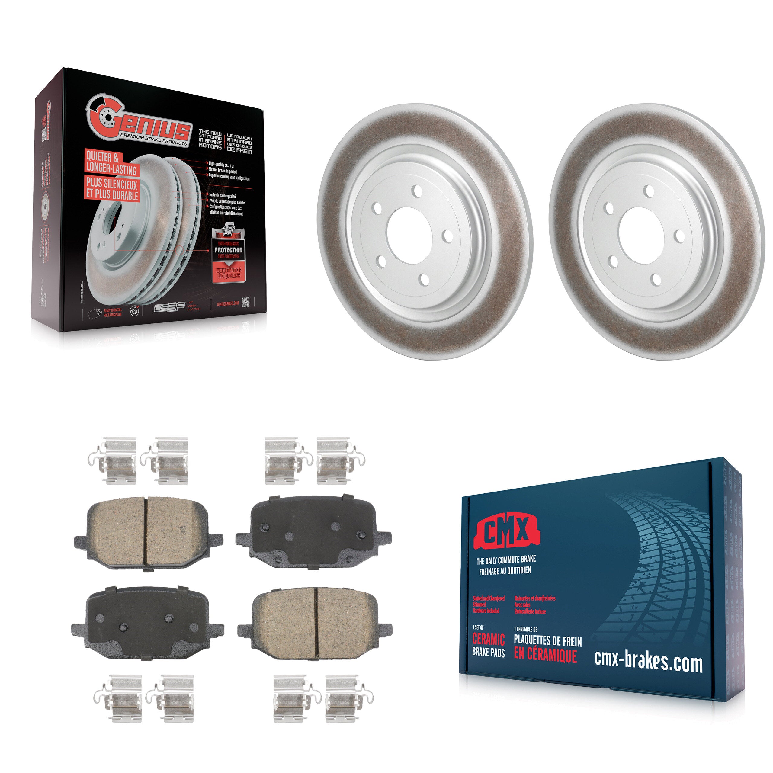 Rear Coated Disc Brake Rotors And Ceramic Pads Kit For 2022-2024 Ford Explorer 3.0L/2.3L KGC-102634