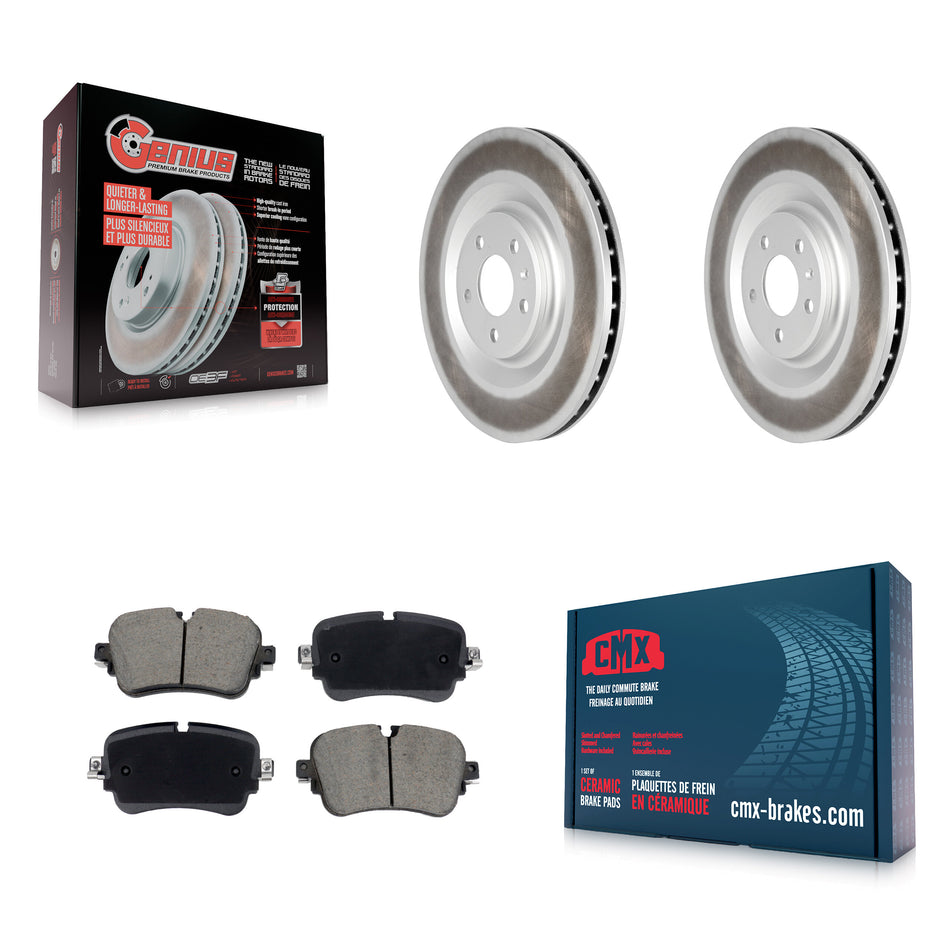 Rear Coated Disc Brake Rotors And Ceramic Pads Kit For Audi Q7 Q8 e-tron Quattro A8 KGC-102646