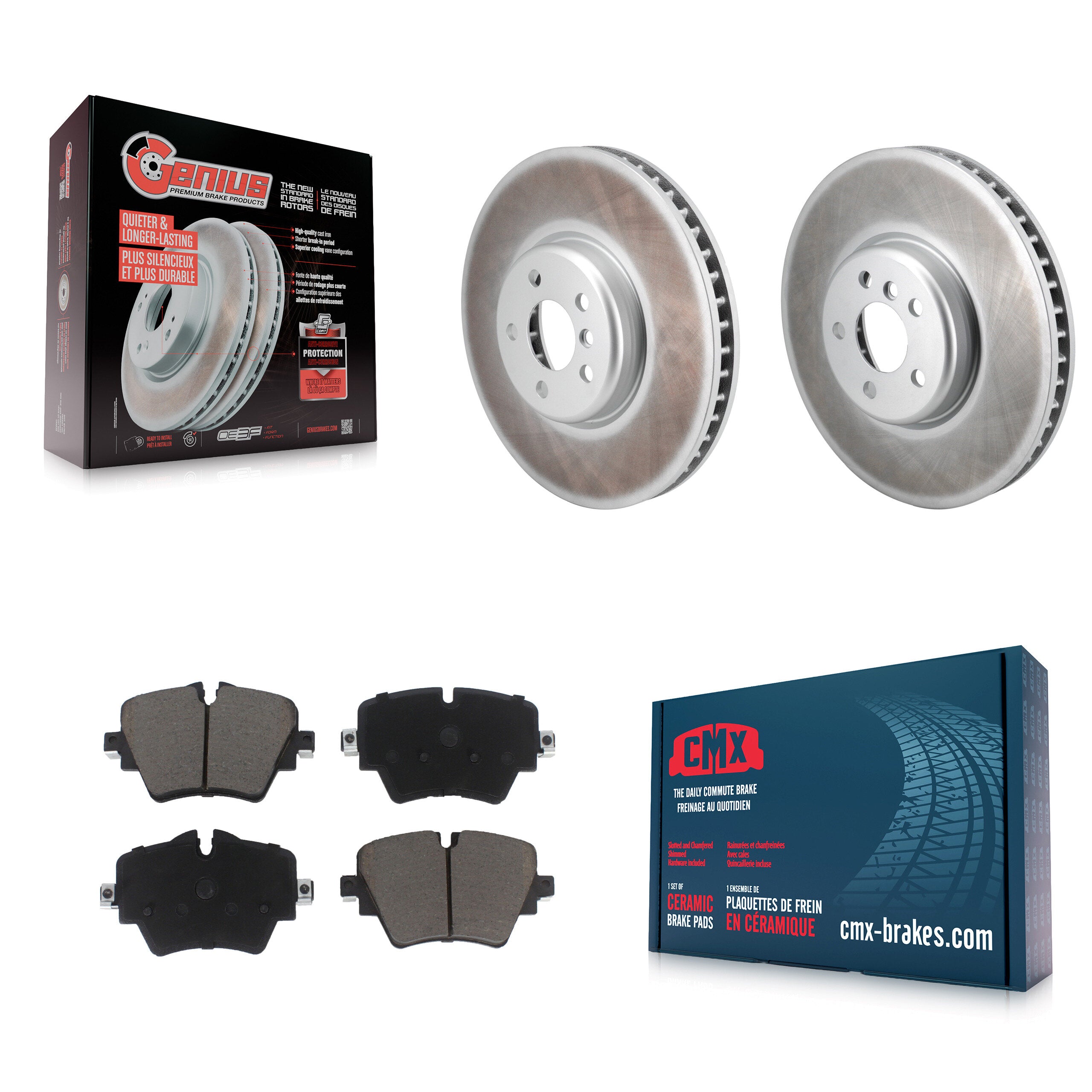 Front Coat Brake Rotors Ceramic Pad Kit For 21 Toyota GR Supra 2.0L With 4 Piston Caliper KGC-102664