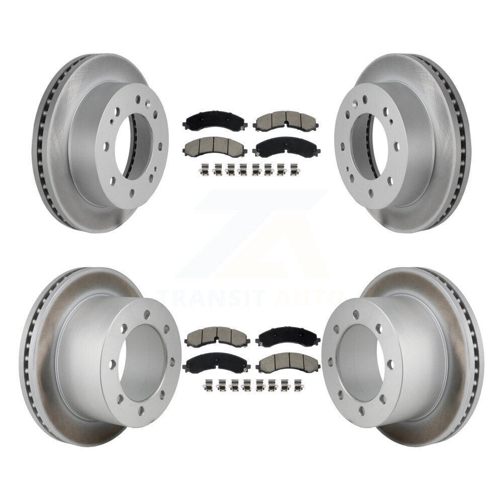Front Rear Coated Brake Rotors Ceramic Pad Kit For GMC Sierra 3500 HD Chevrolet Silverado KGC-102665