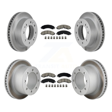 Front Rear Coated Brake Rotors Ceramic Pad Kit For GMC Sierra 3500 HD Chevrolet Silverado KGC-102665