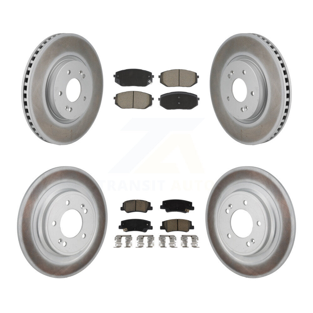 Front Rear Coated Disc Brake Rotors And Ceramic Pads Kit For Hyundai Tucson Kia Sportage KGC-102667