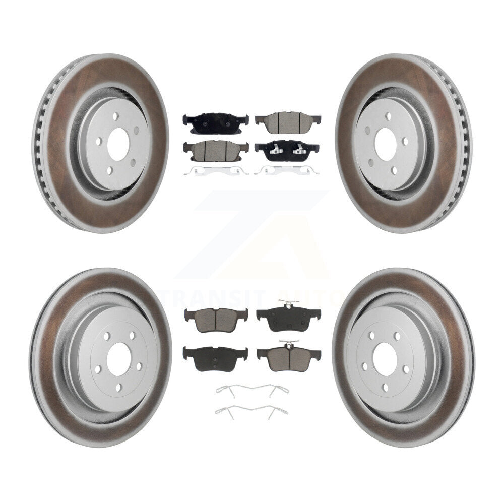 Front Rear Coat Brake Rotors Ceramic Pad Kit For 2019 Ford Edge With Red Painted Calipers KGC-102674
