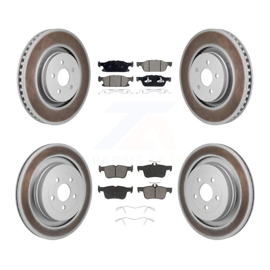 Front Rear Coat Brake Rotors Ceramic Pad Kit For 2019 Ford Edge With Red Painted Calipers KGC-102674