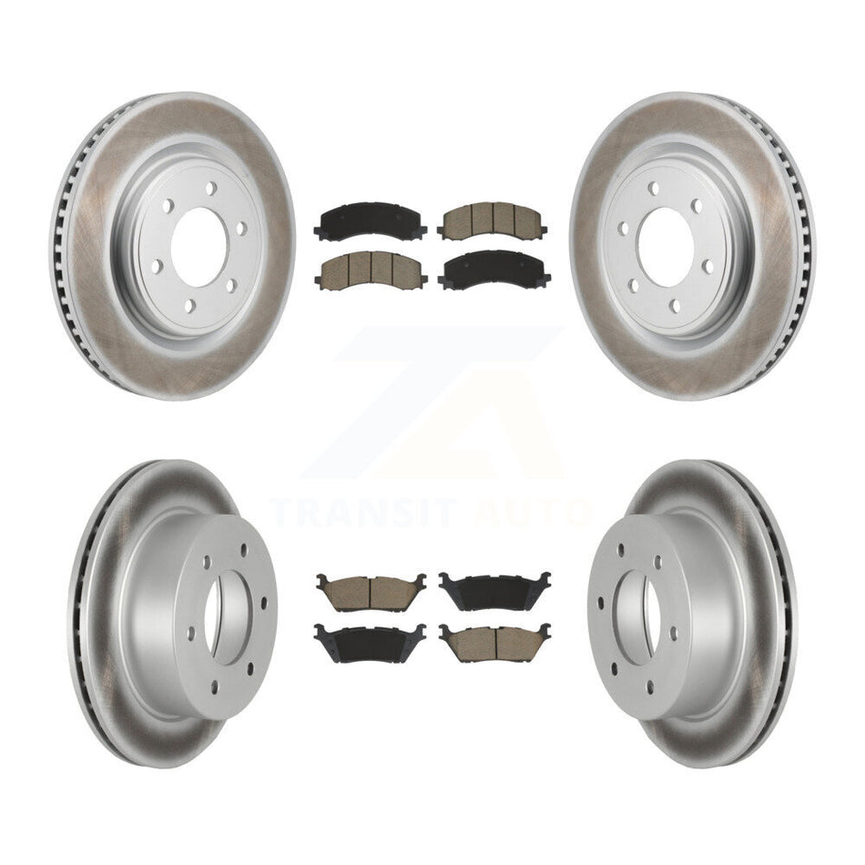 Front Rear Coated Disc Brake Rotors And Ceramic Pads Kit For 2022-2023 Ford Bronco 3.0L KGC-102712