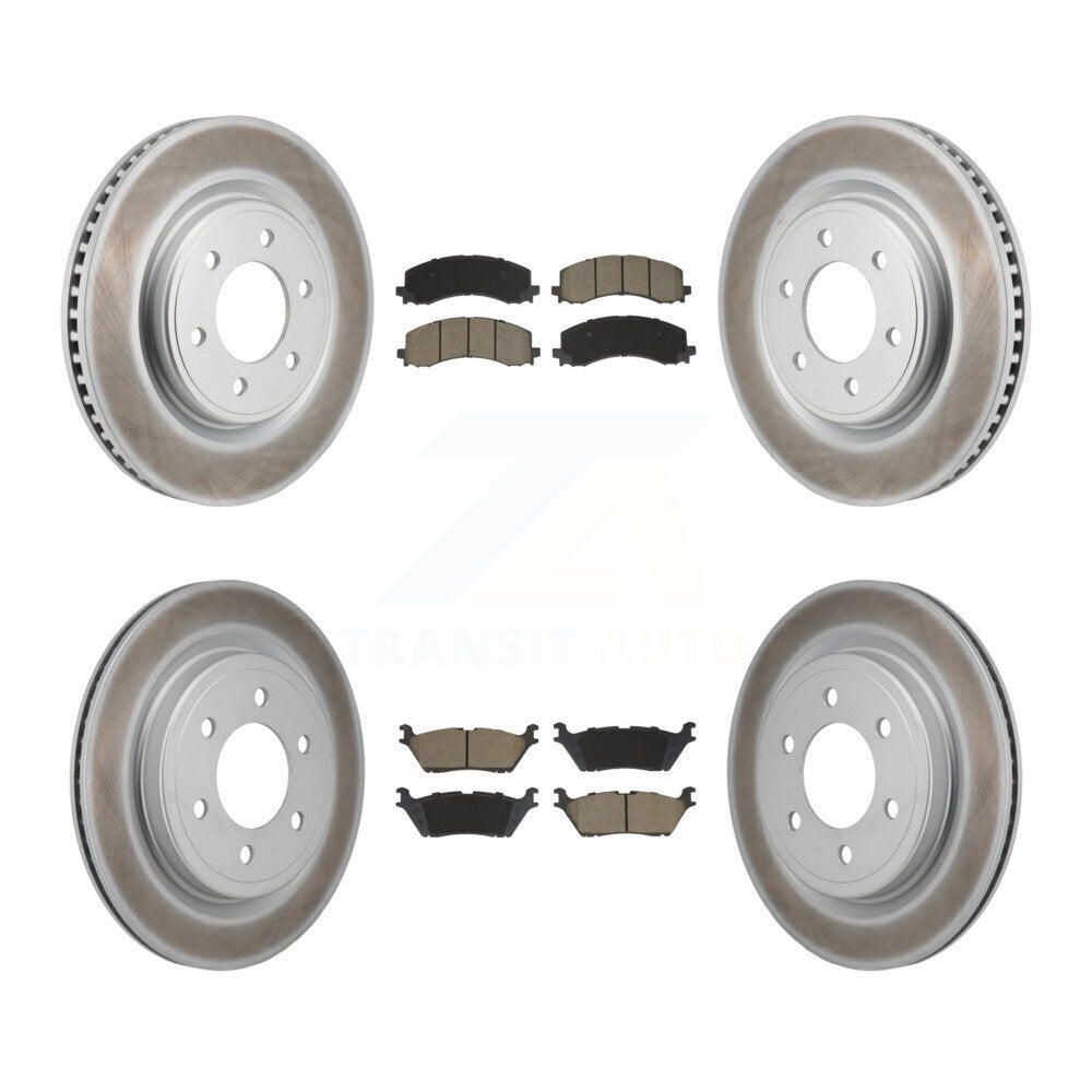 Front Rear Coated Brake Rotor Ceramic Pad Kit For Ford F-150 Expedition Lincoln Navigator KGC-102716