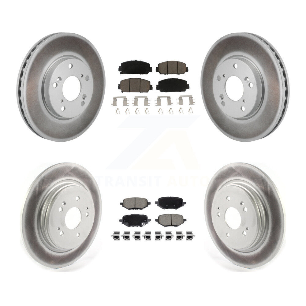 Front Rear Coated Disc Brake Rotors And Ceramic Pads Kit For 2017-2021 Honda Clarity KGC-102721