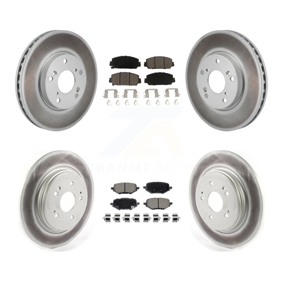 Front Rear Coated Disc Brake Rotors And Ceramic Pads Kit For 2017-2021 Honda Clarity KGC-102721