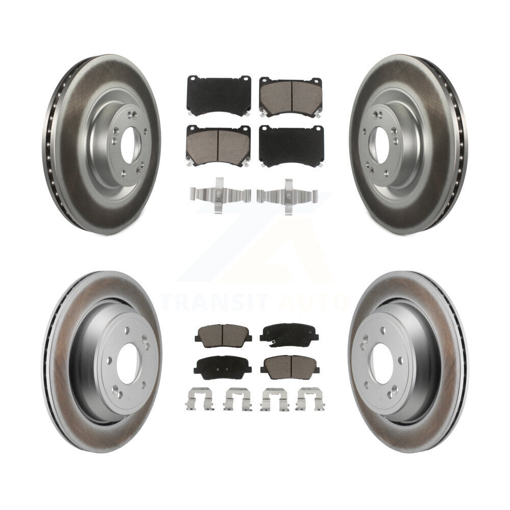 Front Rear Coated Disc Brake Rotors And Ceramic Pads Kit For 2011 Hyundai Equus KGC-102730