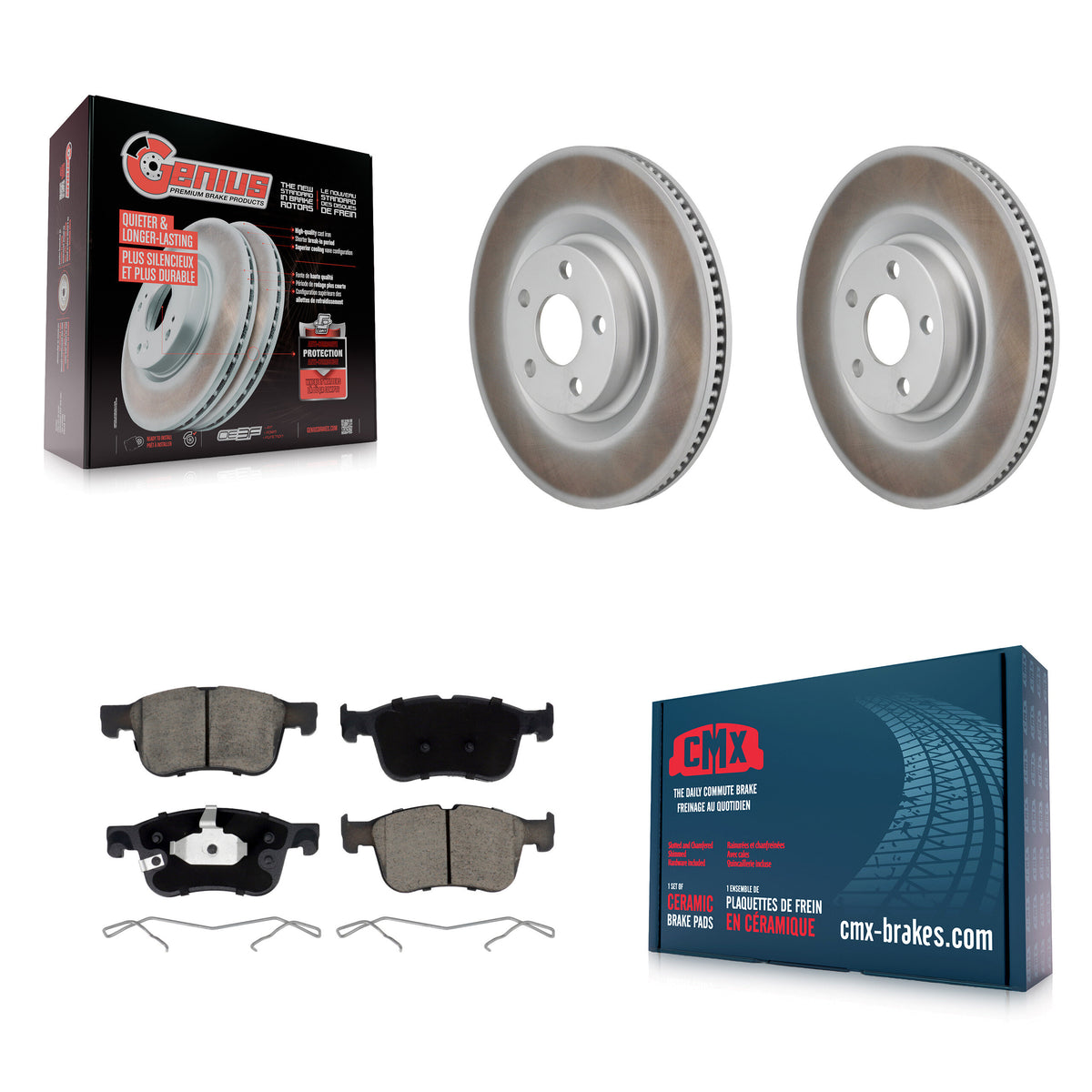 Front Coated Disc Brake Rotors And Ceramic Pads Kit For 2022-2023 Ford Maverick KGC-102756