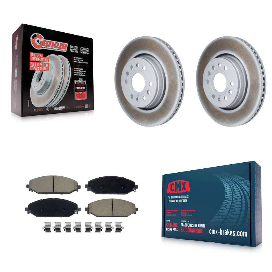 Front Coated Disc Brake Rotors And Ceramic Pads Kit For Ram 1500 Jeep Wagoneer Grand L KGC-102760