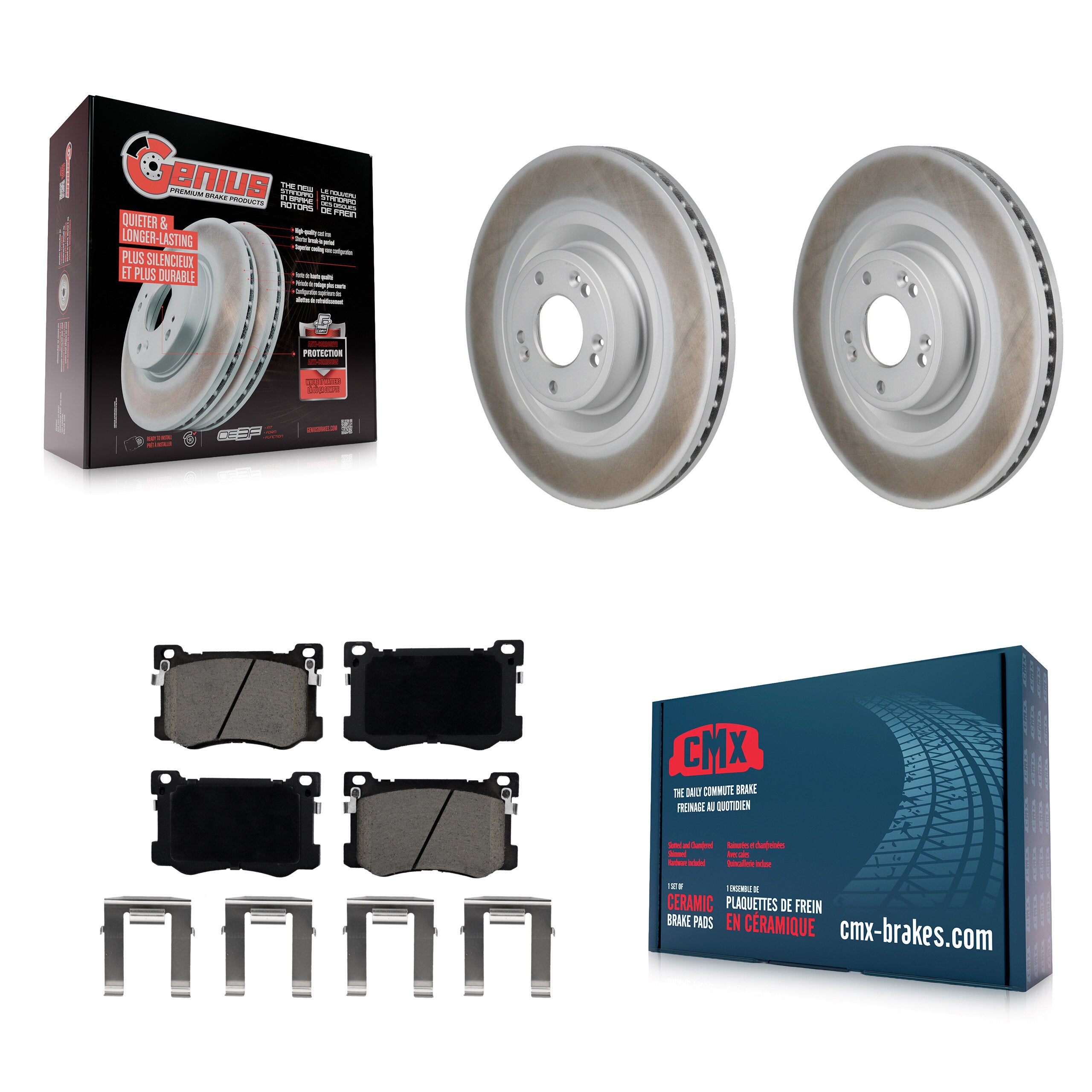 Front Coated Disc Brake Rotors And Ceramic Pads Kit For Hyundai Genesis G80 5.0L KGC-102775
