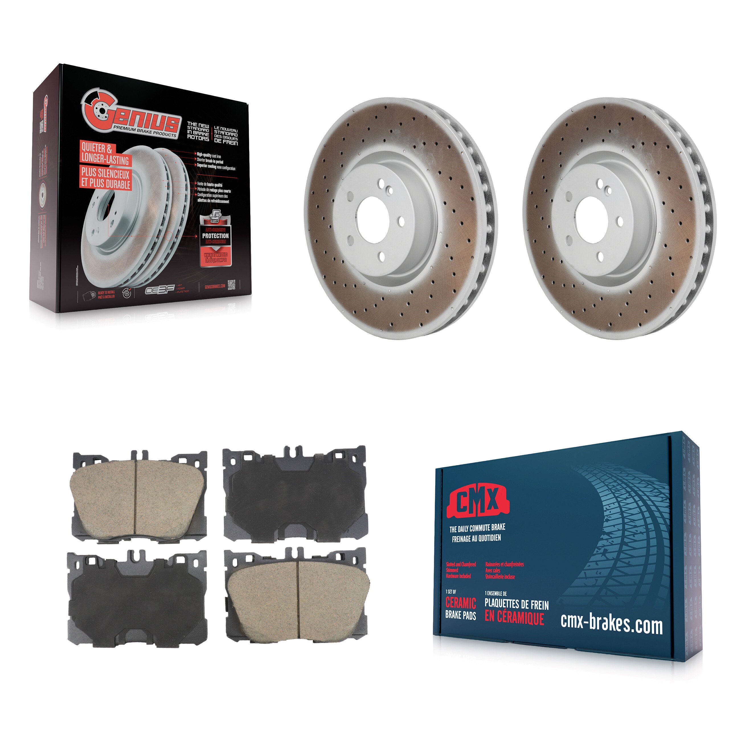 Front Coat Brake Rotor Ceramic Pad Kit For Mercedes-Benz C43 AMG GLC43 E450 E400 E300 E53 KGC-102789