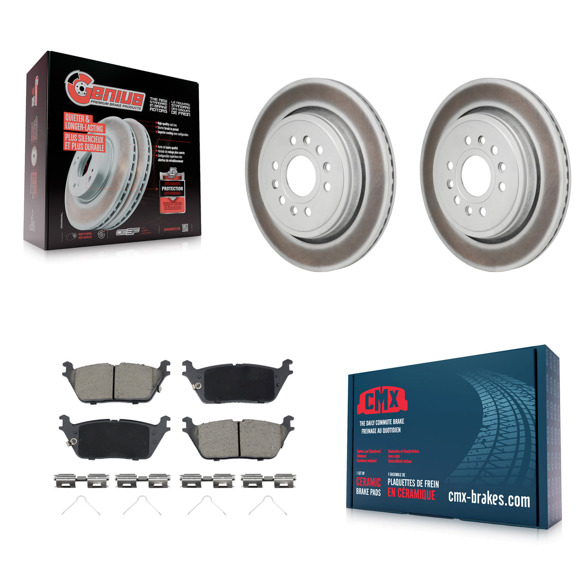Rear Coated Disc Brake Rotors And Ceramic Pads Kit For Ram 1500 Jeep Wagoneer Grand L KGC-102829