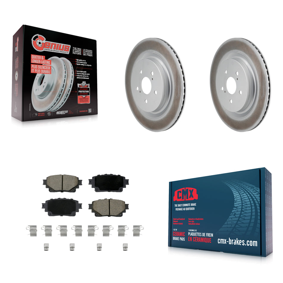 Rear Coated Brake Rotor & Ceramic Pad Kit For Toyota Highlander Lexus RX350h RX350 RX500h KGC-102855