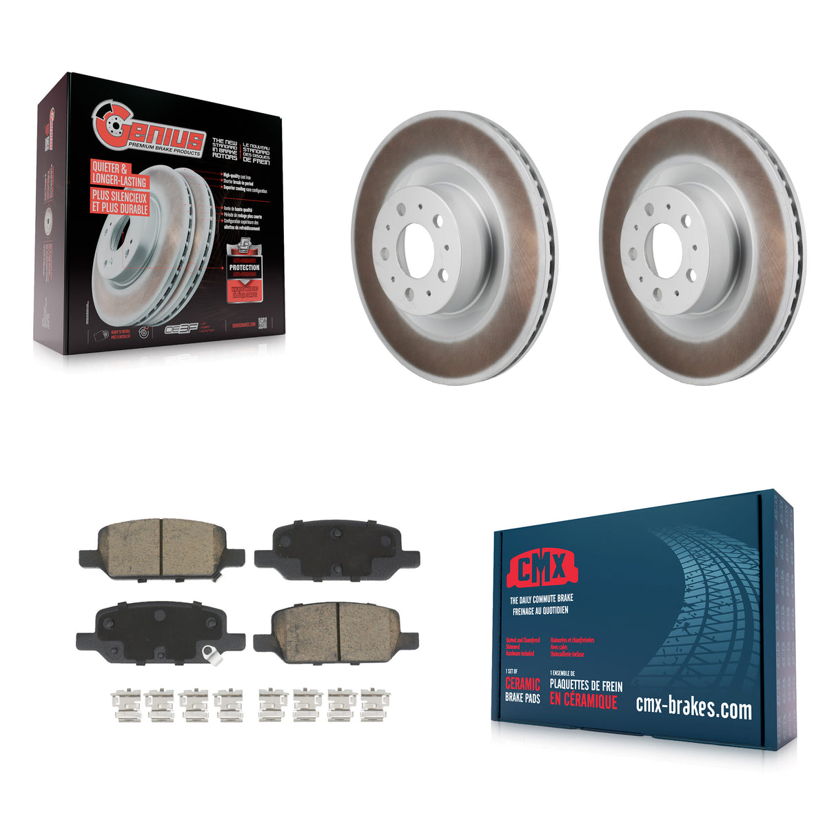 Rear Coated Brake Rotors Ceramic Pad Kit For 2020-2022 Tesla Y With Gray Painted Calipers KGC-102858