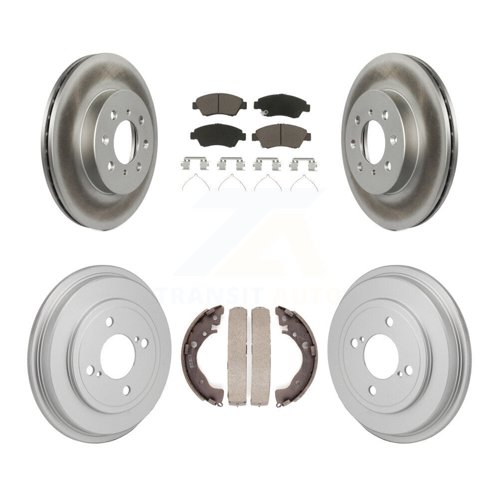 Front Rear Coated Disc Brake Rotors Ceramic Pads And Drum Kit For 2013 Honda Fit DX KGC-102863