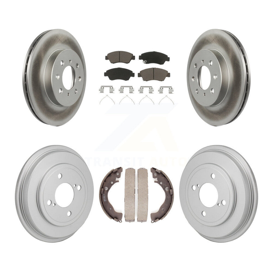 Front Rear Coated Disc Brake Rotors Ceramic Pads And Drum Kit For 2013 Honda Fit DX KGC-102863