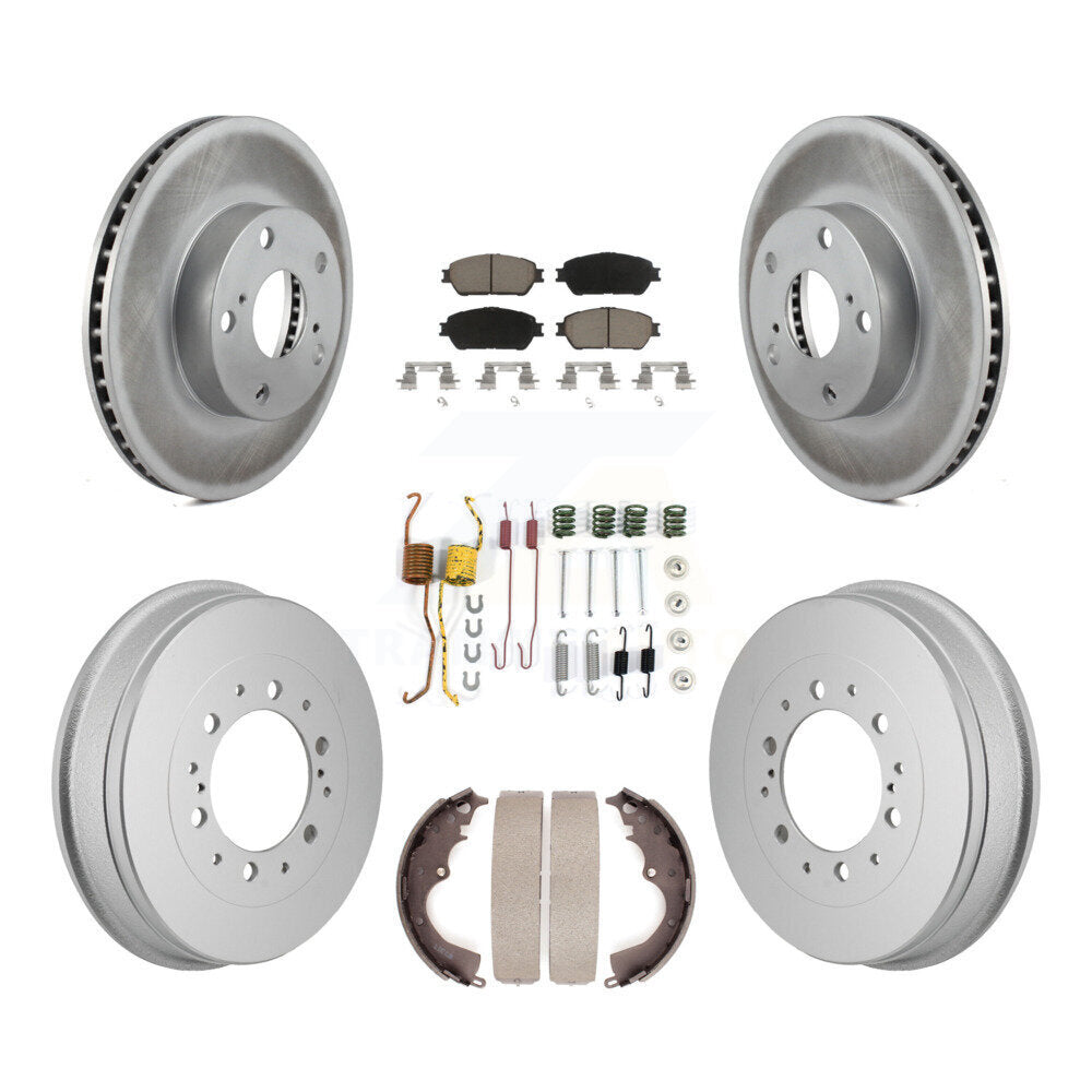 Front Rear Coated Disc Brake Rotors Ceramic Pad Drum Kit (7Pc) For 2015 Toyota Tacoma 4WD KGC-102873