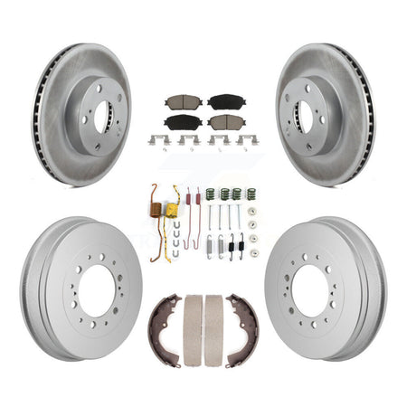 Front Rear Coated Disc Brake Rotors Ceramic Pad Drum Kit (7Pc) For 2015 Toyota Tacoma 4WD KGC-102873