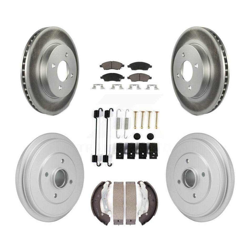 Front Rear Coated Disc Brake Rotor Ceramic Pad Drum Kit (7Pc) For Nissan Micra Versa Note KGC-102874