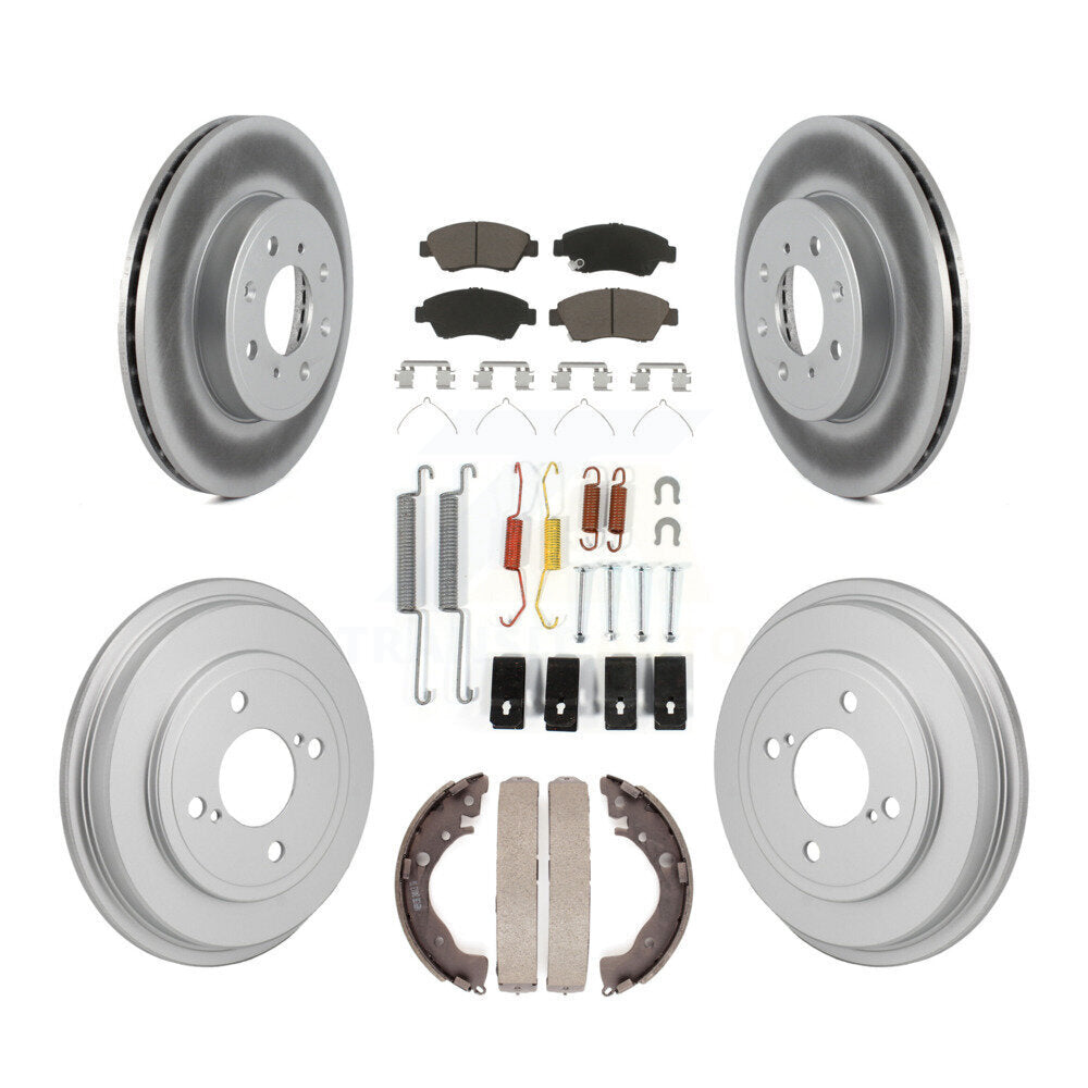 Front Rear Coated Disc Brake Rotor Ceramic Pad And Drum Kit (7Pc) For 2015-2020 Honda Fit KGC-102876