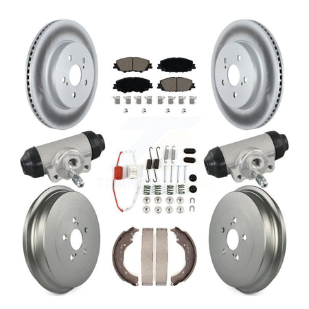 Front Rear Coat Disc Brake Rotors Ceramic Pad Drum Kit (9Pc) For 2019 Toyota Corolla 2.0L KGC-102882