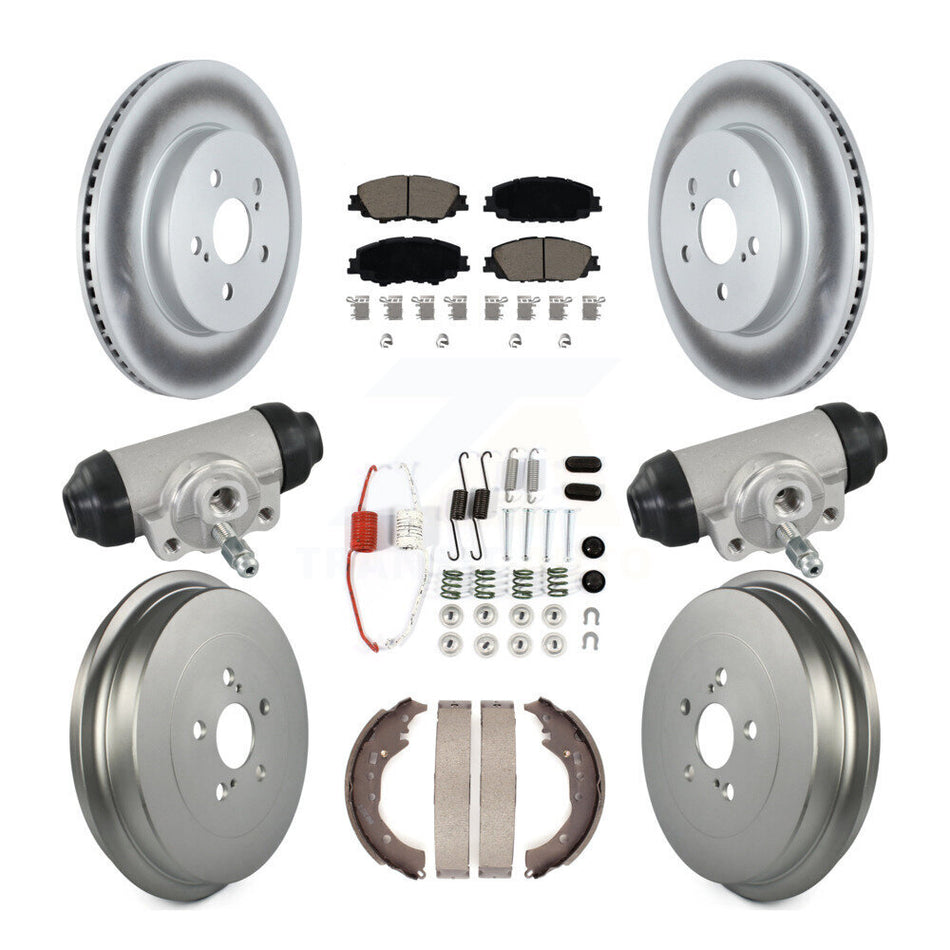 Front Rear Coat Disc Brake Rotors Ceramic Pad Drum Kit (9Pc) For 2019 Toyota Corolla 2.0L KGC-102882