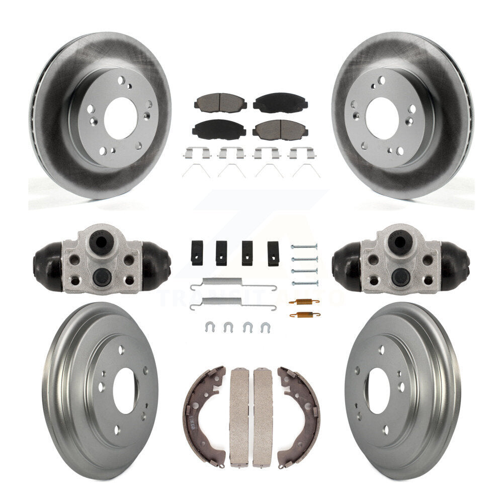Front Rear Coated Disc Brake Rotors Ceramic Pads And Drum Kit (9Pc) For Honda Civic KGC-102883