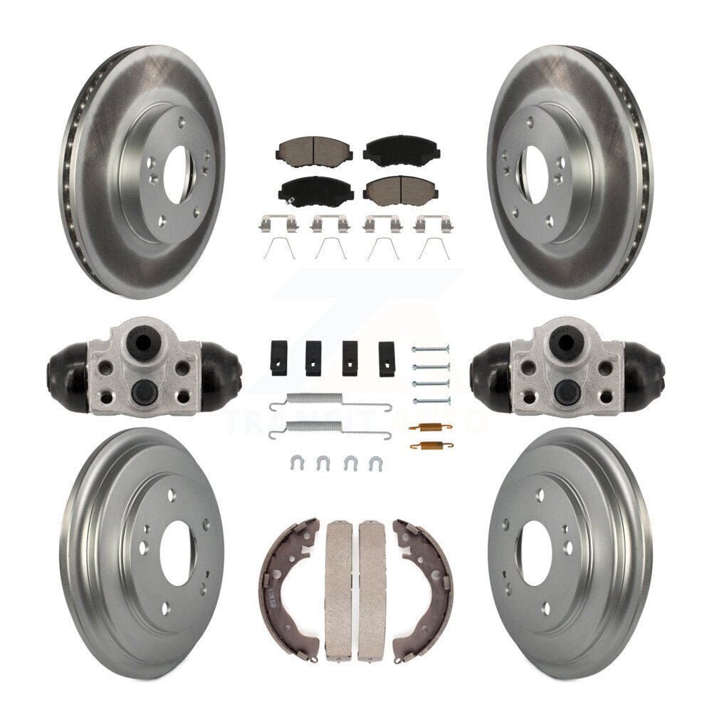 Front Rear Coated Disc Brake Rotors Ceramic Pads And Drum Kit (9Pc) For Honda Civic KGC-102884