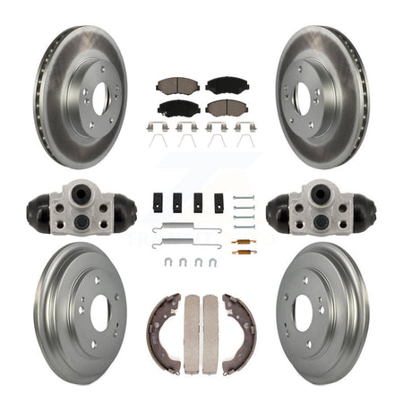 Front Rear Coated Disc Brake Rotors Ceramic Pads And Drum Kit (9Pc) For Honda Civic KGC-102884