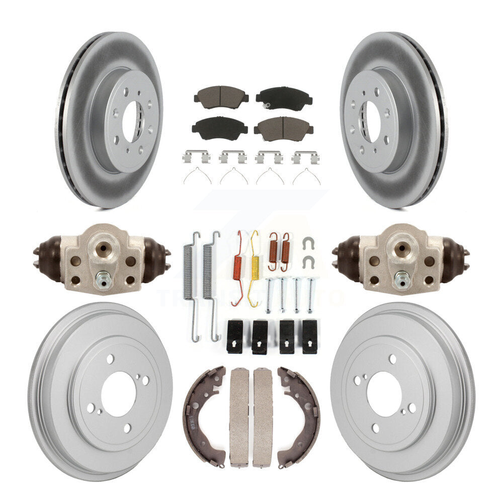 Front Rear Coated Disc Brake Rotor Ceramic Pad And Drum Kit (9Pc) For 2015-2019 Honda Fit KGC-102885