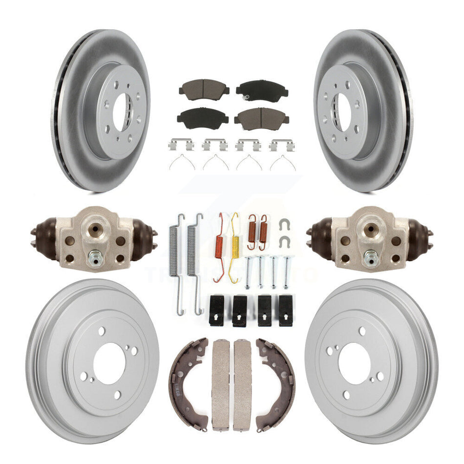 Front Rear Coated Disc Brake Rotor Ceramic Pad And Drum Kit (9Pc) For 2015-2019 Honda Fit KGC-102885