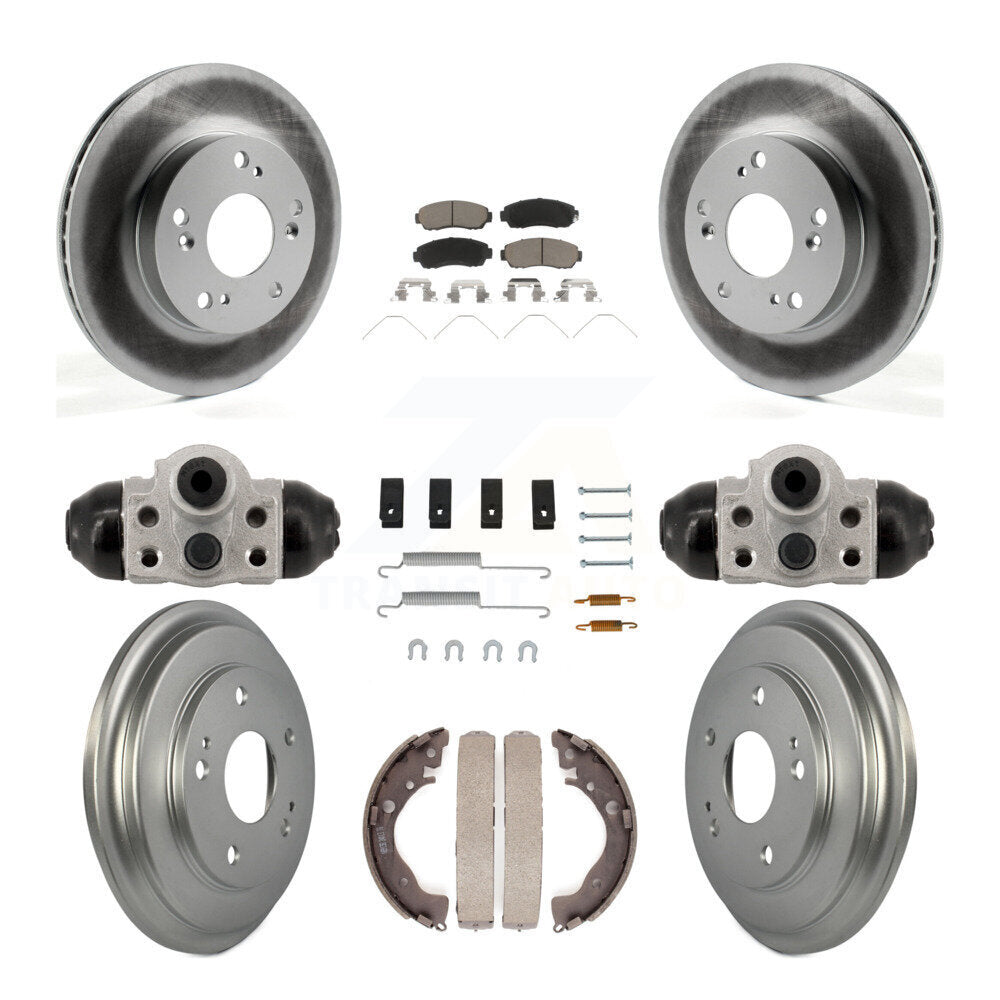 Front Rear Coated Disc Brake Rotors Ceramic Pads And Drum Kit (9Pc) For Honda Civic KGC-102886