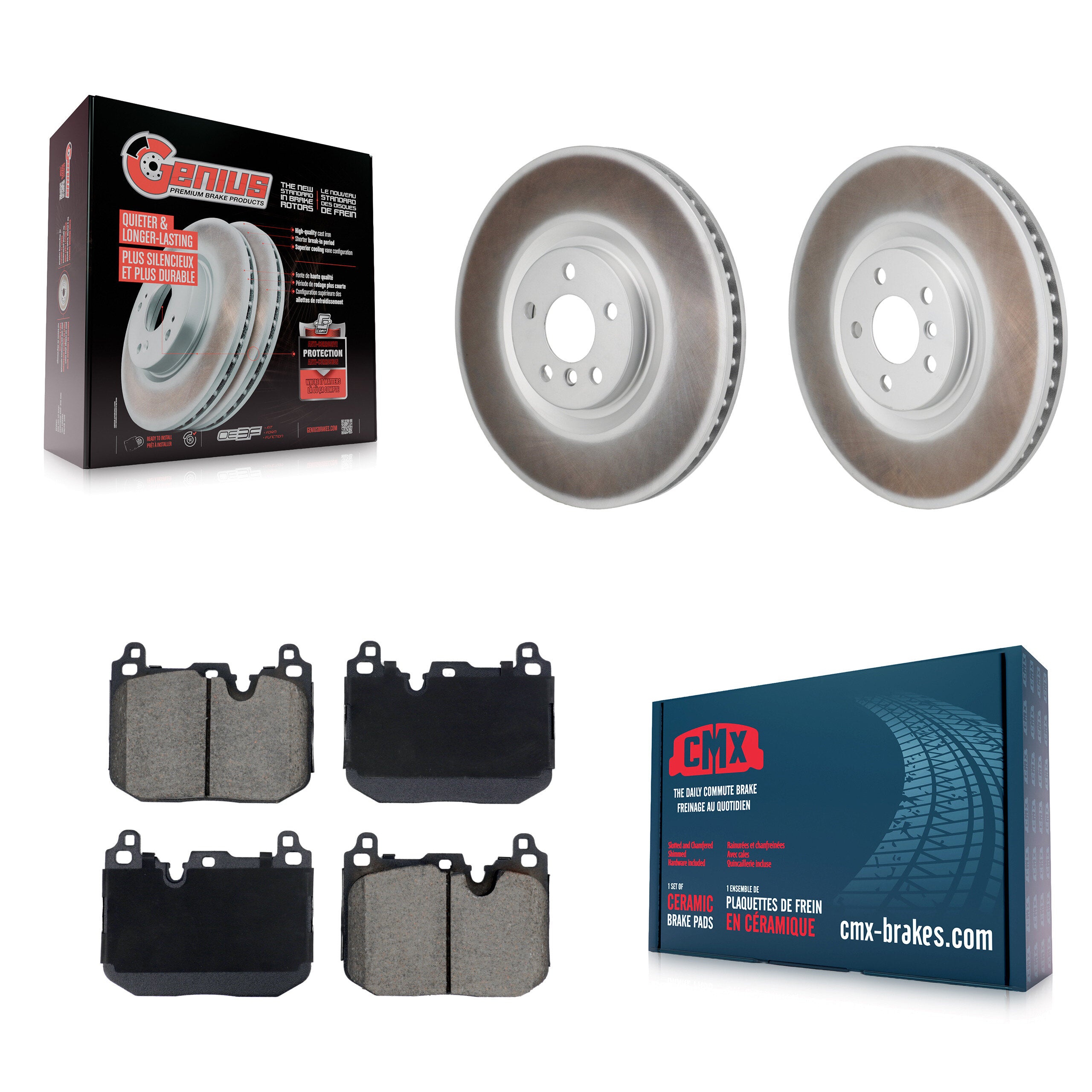 Front Coated Disc Brake Rotor & Ceramic Pad Kit For Mini Cooper Countryman BMW X2 Clubman KGC-102899
