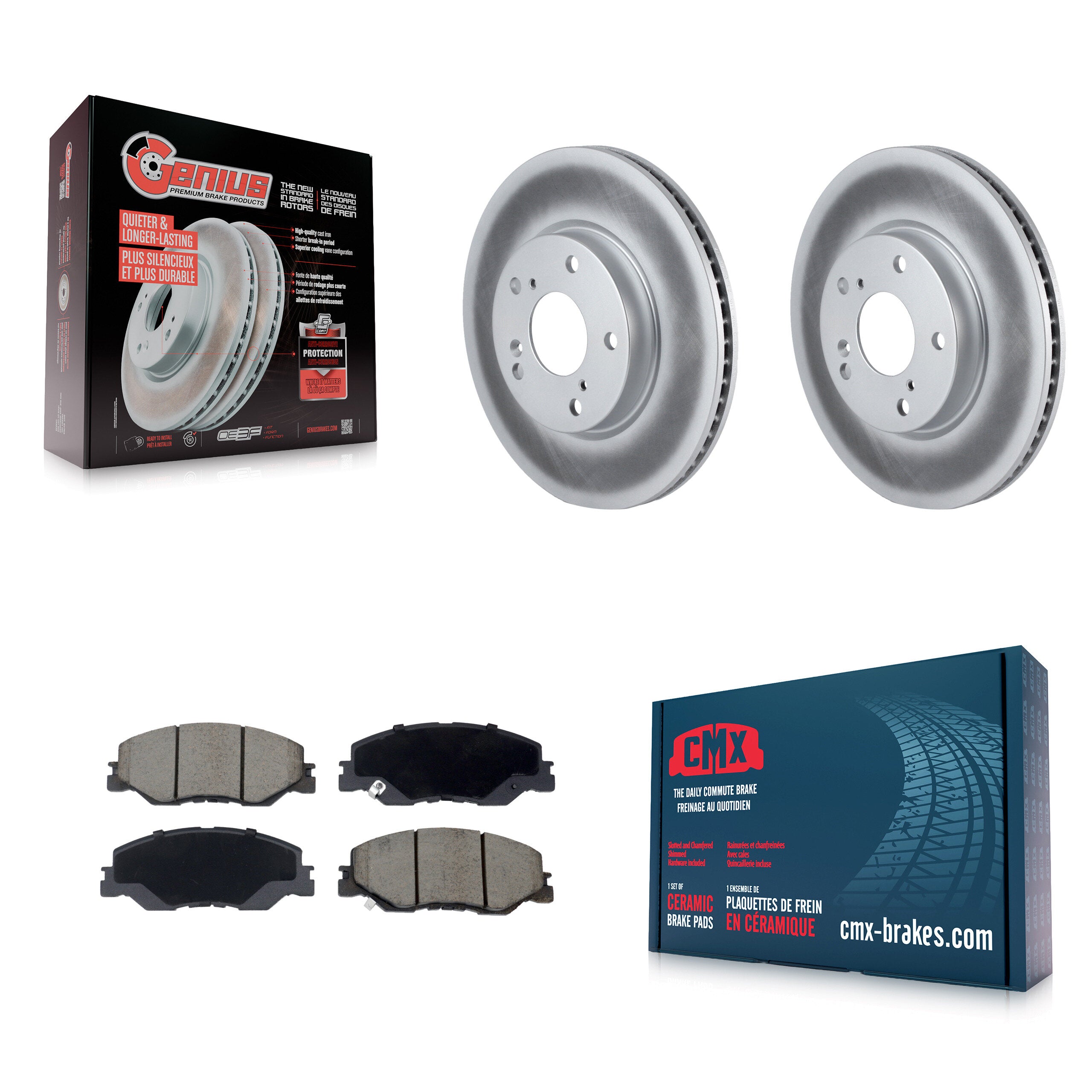 Front Coated Disc Brake Rotors And Ceramic Pads Kit For Honda Civic Insight KGC-102903