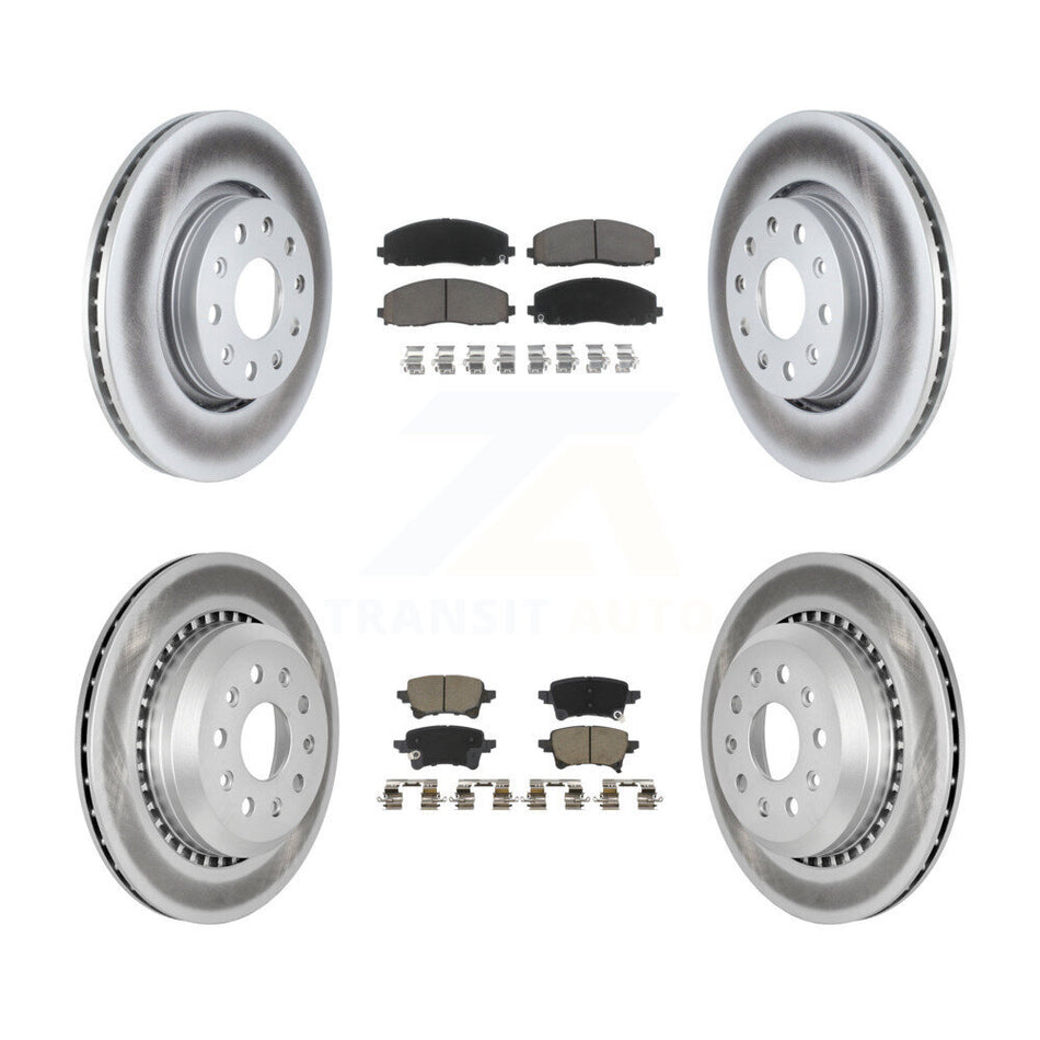 Front Rear Coated Disc Brake Rotors And Ceramic Pads Kit For 2020-2023 Jeep Gladiator KGC-102908