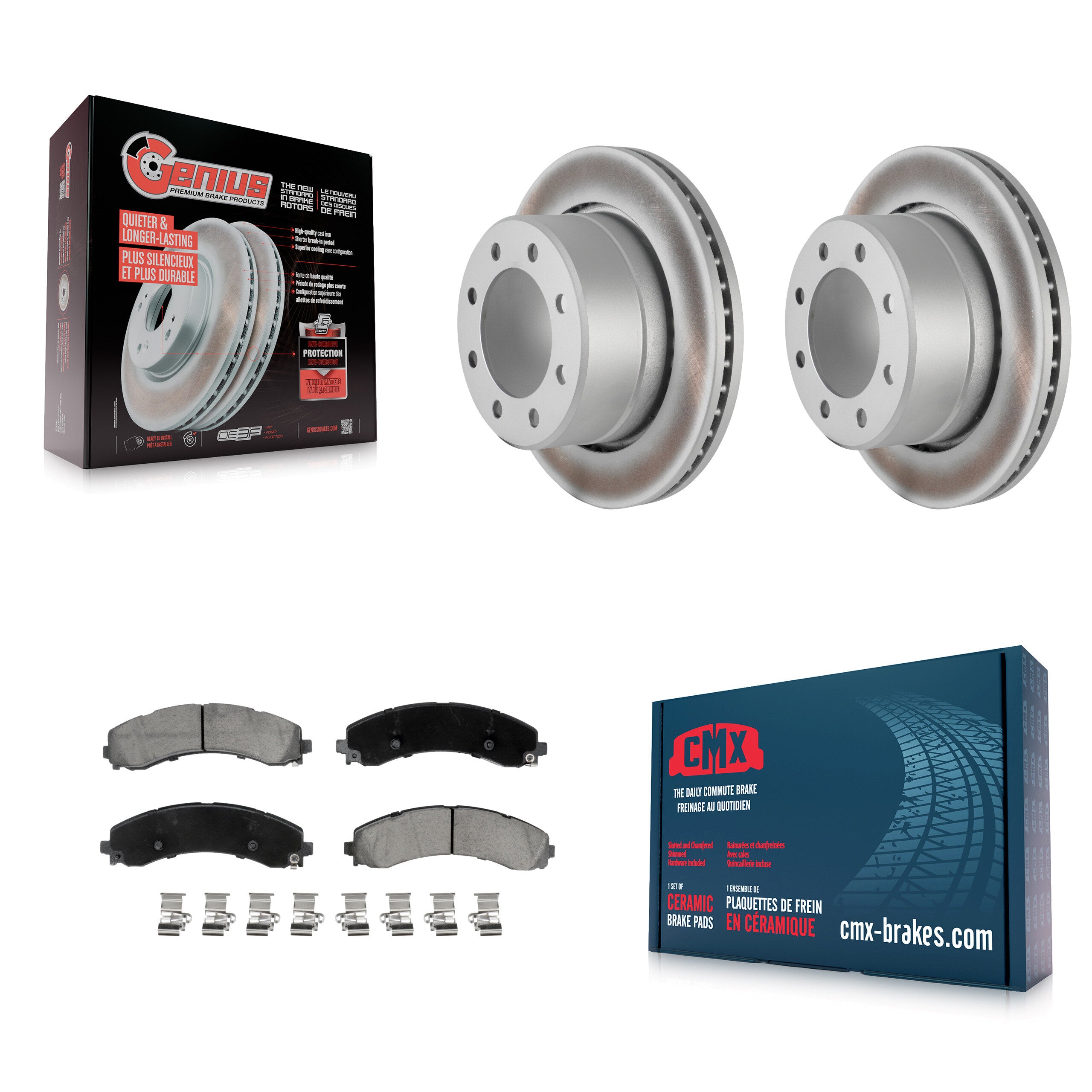 Rear Coated Disc Brake Rotor Ceramic Pad Kit For 2020-2021 Ram 3500 With Dual Wheels KGC-102911