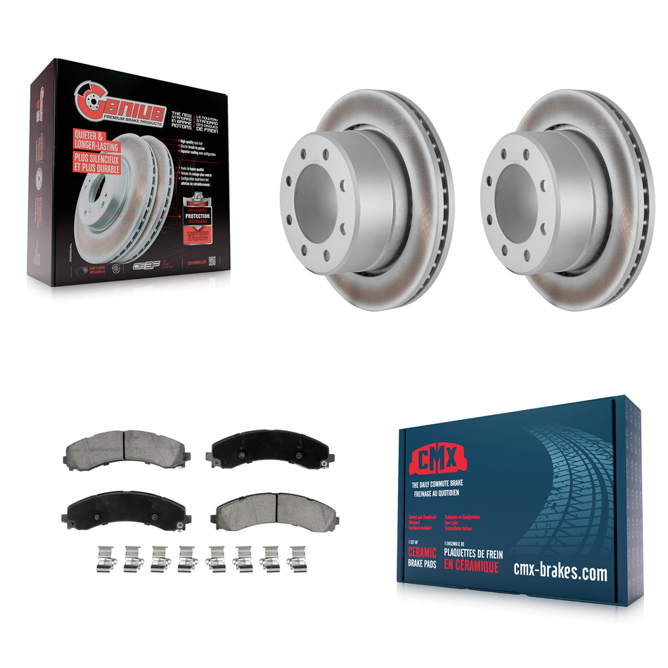 Rear Coated Disc Brake Rotor Ceramic Pad Kit For 2020-2021 Ram 3500 With Dual Wheels KGC-102911