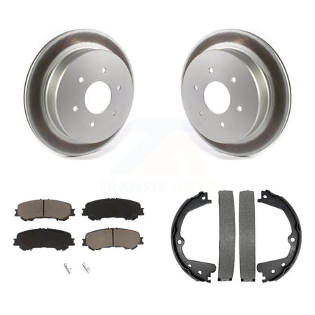 Rear Disc Coated Rotors Ceramic Pads & Parking Brake Shoes Kit For 2017-2023 Nissan TITAN KGC-102912