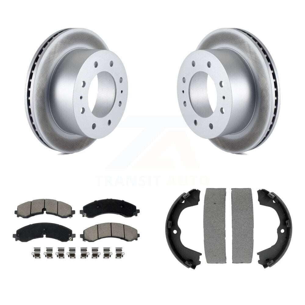 Rear Disc Coated Rotors Ceramic Pads & Parking Shoes Kit For GMC Chevrolet Sierra 2500 HD KGC-102914