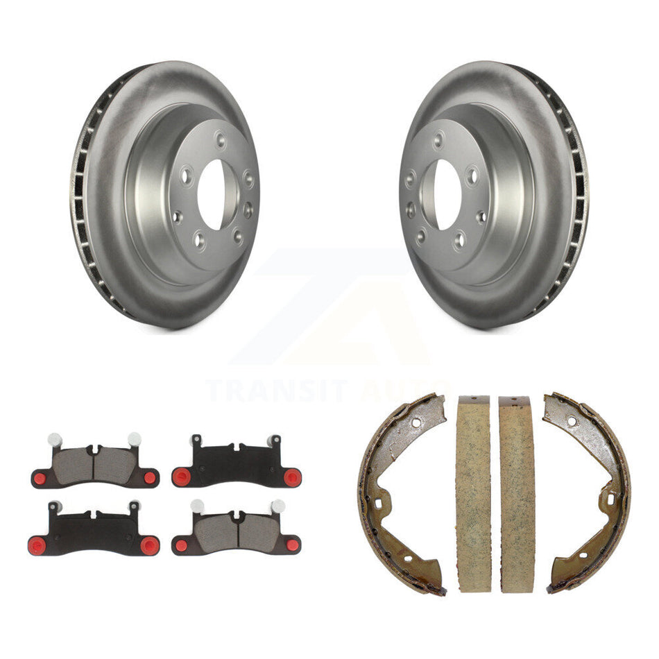 Rear Disc Coated Rotors Ceramic Pads And Parking Shoes Kit For Volkswagen Touareg Porsche KGC-102918