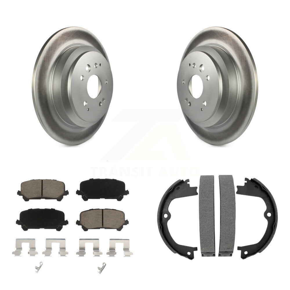 Rear Disc Coated Rotors Ceramic Pads And Parking Brake Shoes Kit For 2014-2016 Acura MDX KGC-102919