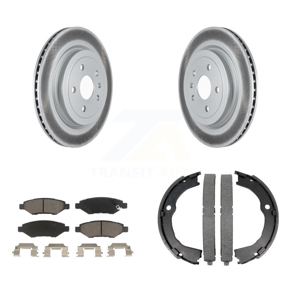 Rear Disc Coated Rotors Ceramic Pads And Parking Brake Shoes Kit For Cadillac CTS KGC-102923
