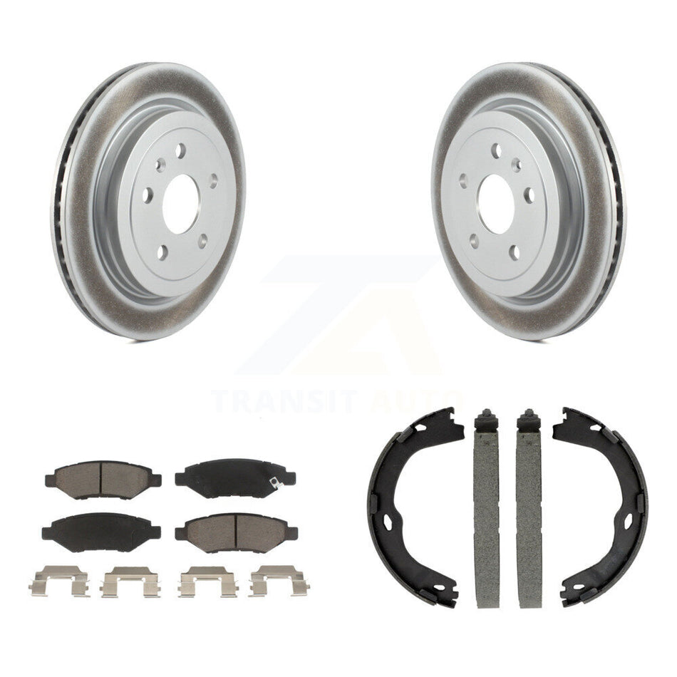 Rear Disc Coated Rotors Ceramic Pads And Parking Brake Shoes Kit For Cadillac CTS KGC-102925