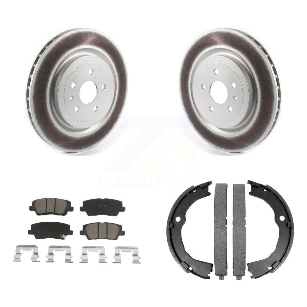 Rear Disc Coated Rotors Ceramic Pads & Parking Shoes Kit For Cadillac CTS Coupe with 6.2L KGC-102926