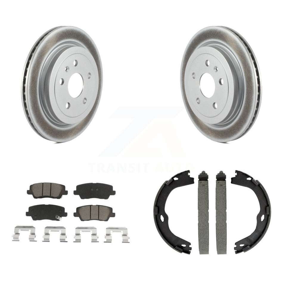 Rear Disc Coated Rotors Ceramic Pads And Parking Brake Shoes Kit For Cadillac CTS KGC-102927