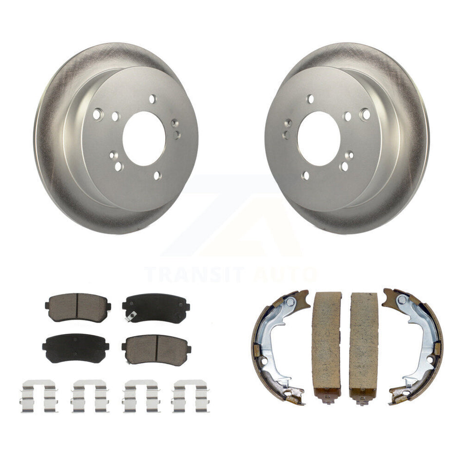 Rear Disc Coated Rotors Ceramic Pads & Parking Shoes Kit For Hyundai Tucson Kia Sportage KGC-102931